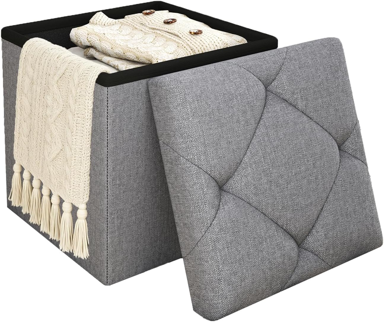 Folding storage ottoman bench