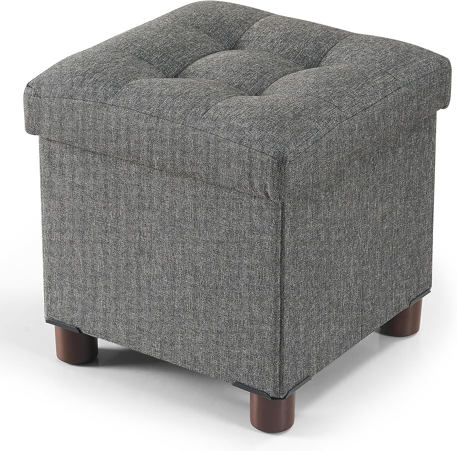 Small storage ottoman with wood legs